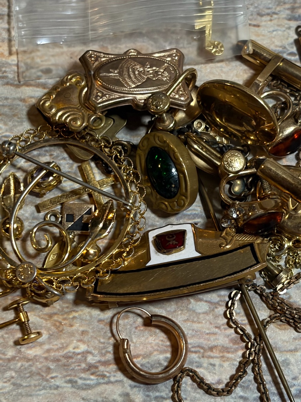 Vintage Antique Gold Filled bit and pieces, scrap Jewelry Lot